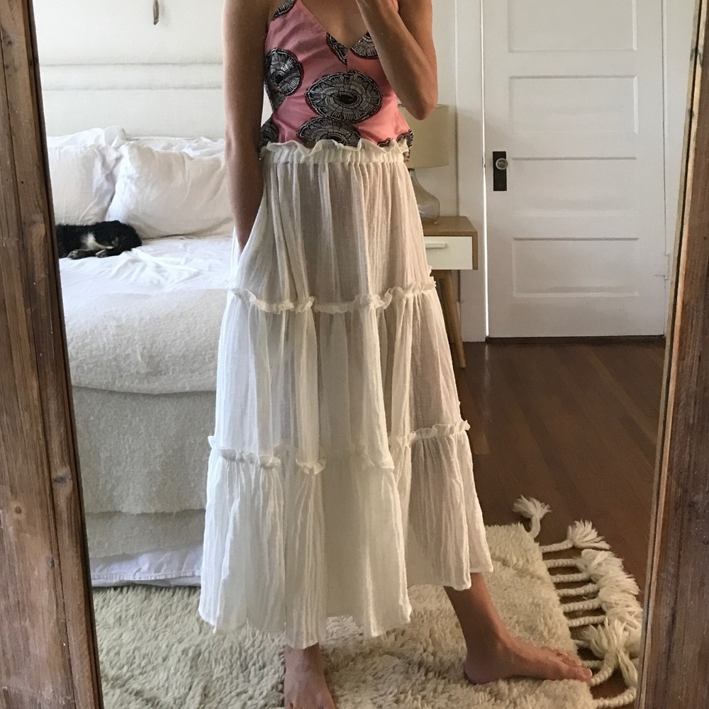 Lisa Marie Fernandez Ruffle Linen Peasant Skirt